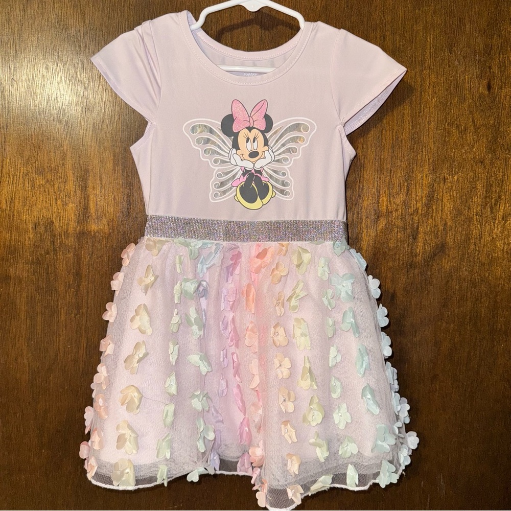 Pink Minnie Mouse Dress with Floral Skirt